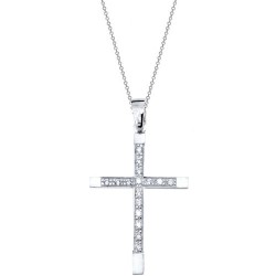 Λευκόχρυσος σταυρός Κ14 με αλυσίδα